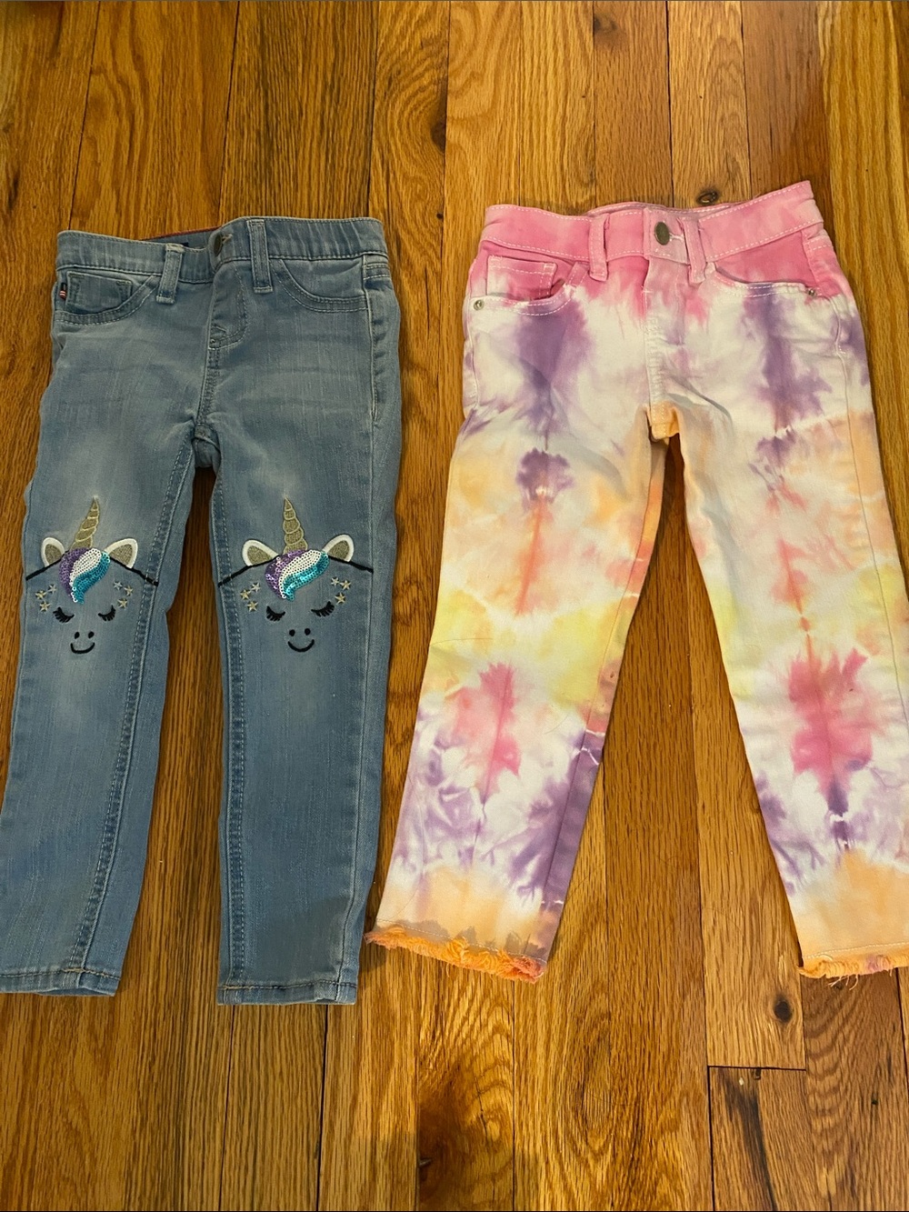 Kids Tie-Dye Rainbow Unicorn Jeans - Pink/Multicolor